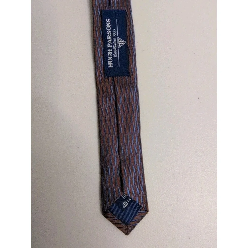 Hugh Parsons Men's Necktie 100% Silk Woven Geometric‎ Made In Italy NWT